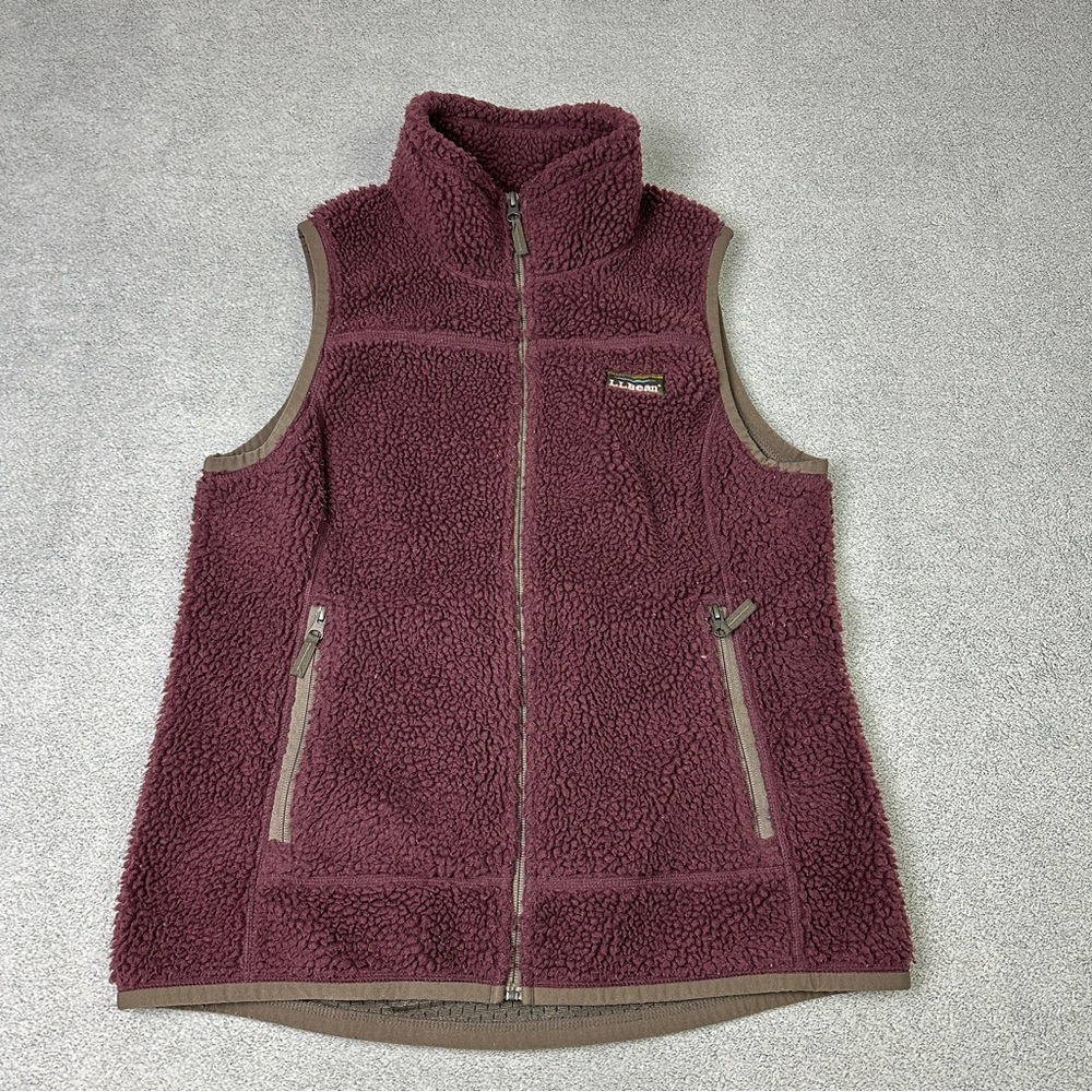 LL Bean Sherpa Vest Womens Medium Plum Mountain Pile‎ Fleece Outdoor Hiking